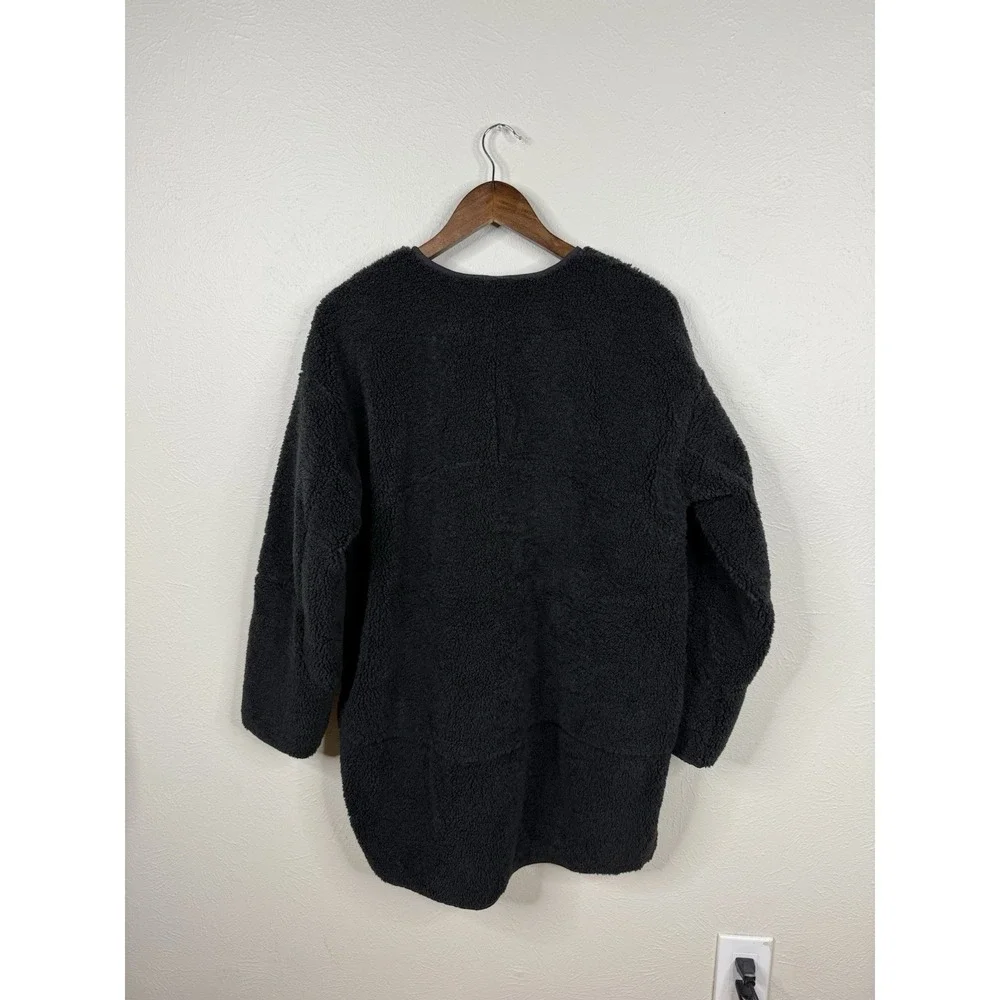 Lululemon Collarless Textured Sherpa Full Zip Jacket Long Black Fleece 8 Teddy